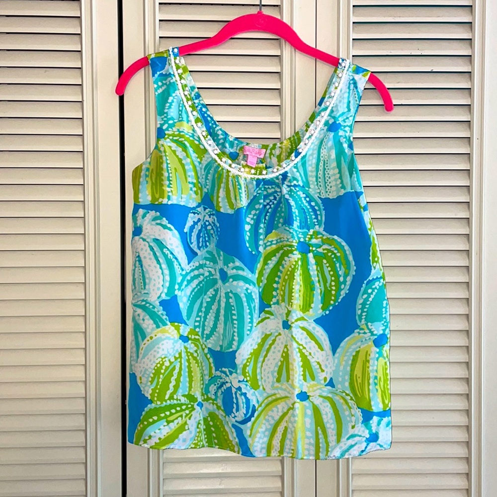 Lilly Pulitzer silk Sea Urchin silk tank size 0